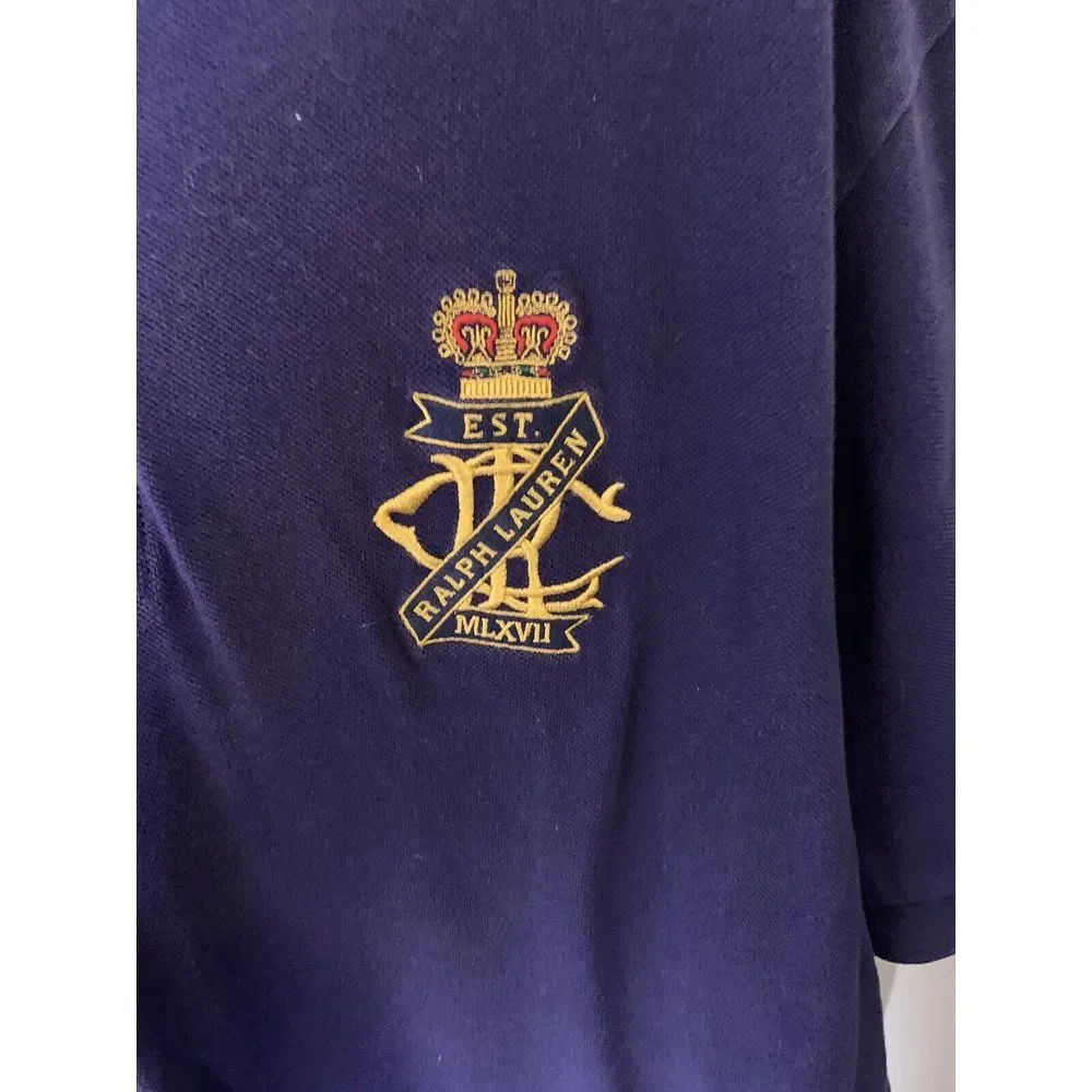 Vintage Ralph Lauren Mens XL‎ Faded Crest Spell Out Double Sided Polo Shirt